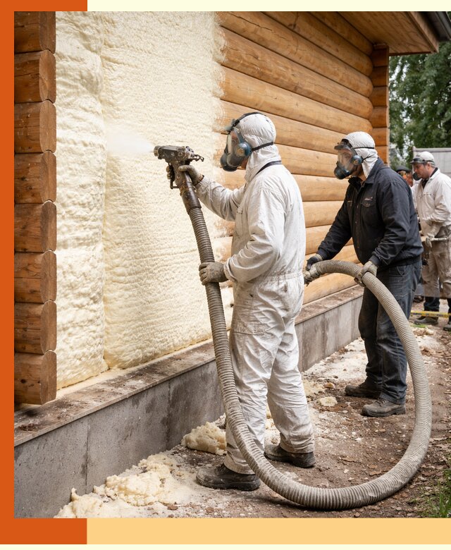 Утепление дома из бруса пенополиуретаном в Старом Осколе