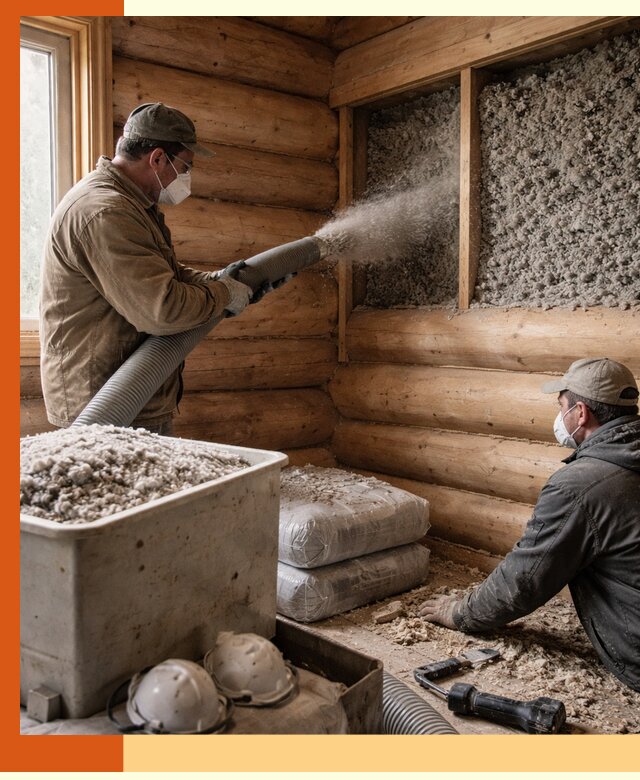 Утепление дома из бруса эковатой в Старом Осколе