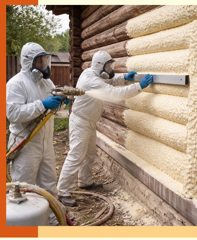 Утепление бревенчатого дома ППУ в Старом Осколе эффективной изоляцией