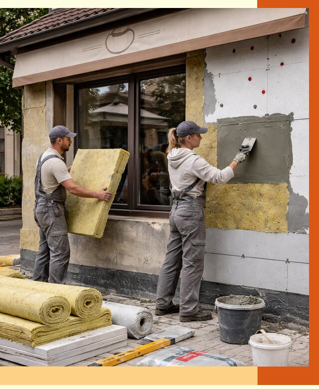 Утепление кафе в Старом Осколе от 4249 руб/м2 — комплексно под ключ | ТепломастерСрк